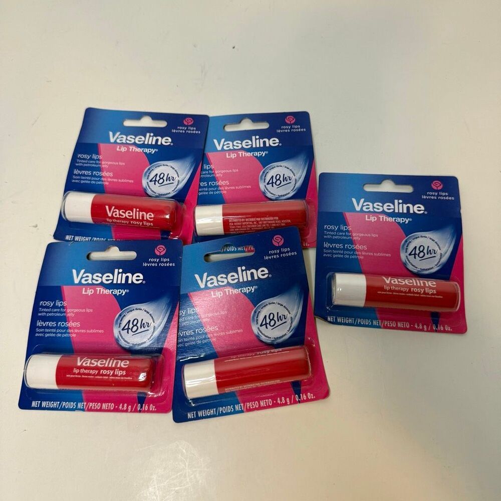 Vaseline Lip Therapy with petroleum jelly Rosy Lips 5 Pack NEW